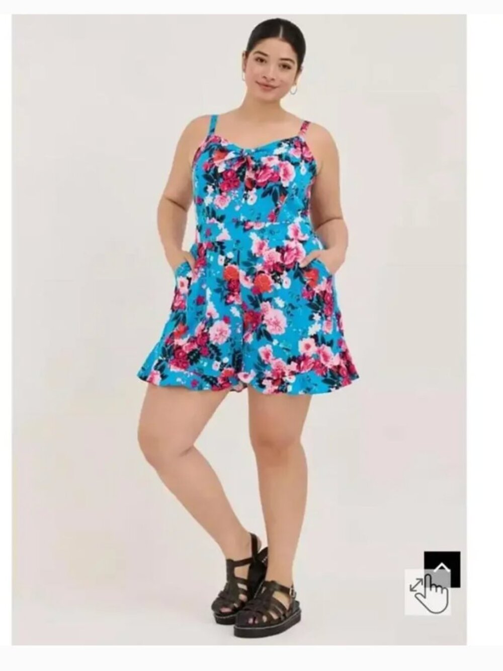 Torrid Challis Tie Front Romper Floral Boho Summer Size 2